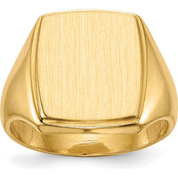 14K Yellow Gold Men's Signet Ring with Polished and Brushed Finish - Size 8-12 by 0