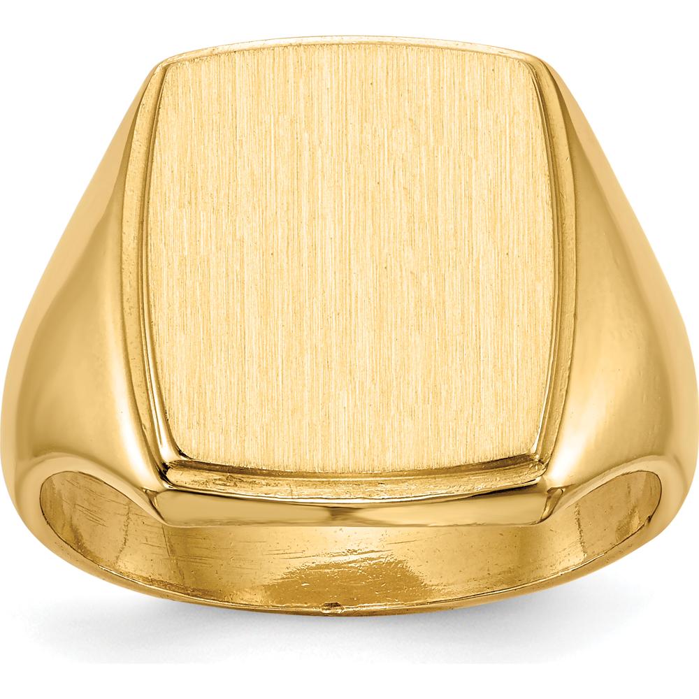 14K Yellow Gold Men's Signet Ring with Polished and Brushed Finish - Size 8-12 by 0