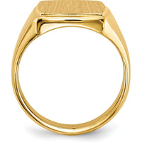 14K Yellow Gold Men's Signet Ring with Polished and Brushed Finish - Size 8-12 by 0
