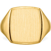 14K Yellow Gold Men's Signet Ring with Polished and Brushed Finish - Size 8-12 by 0