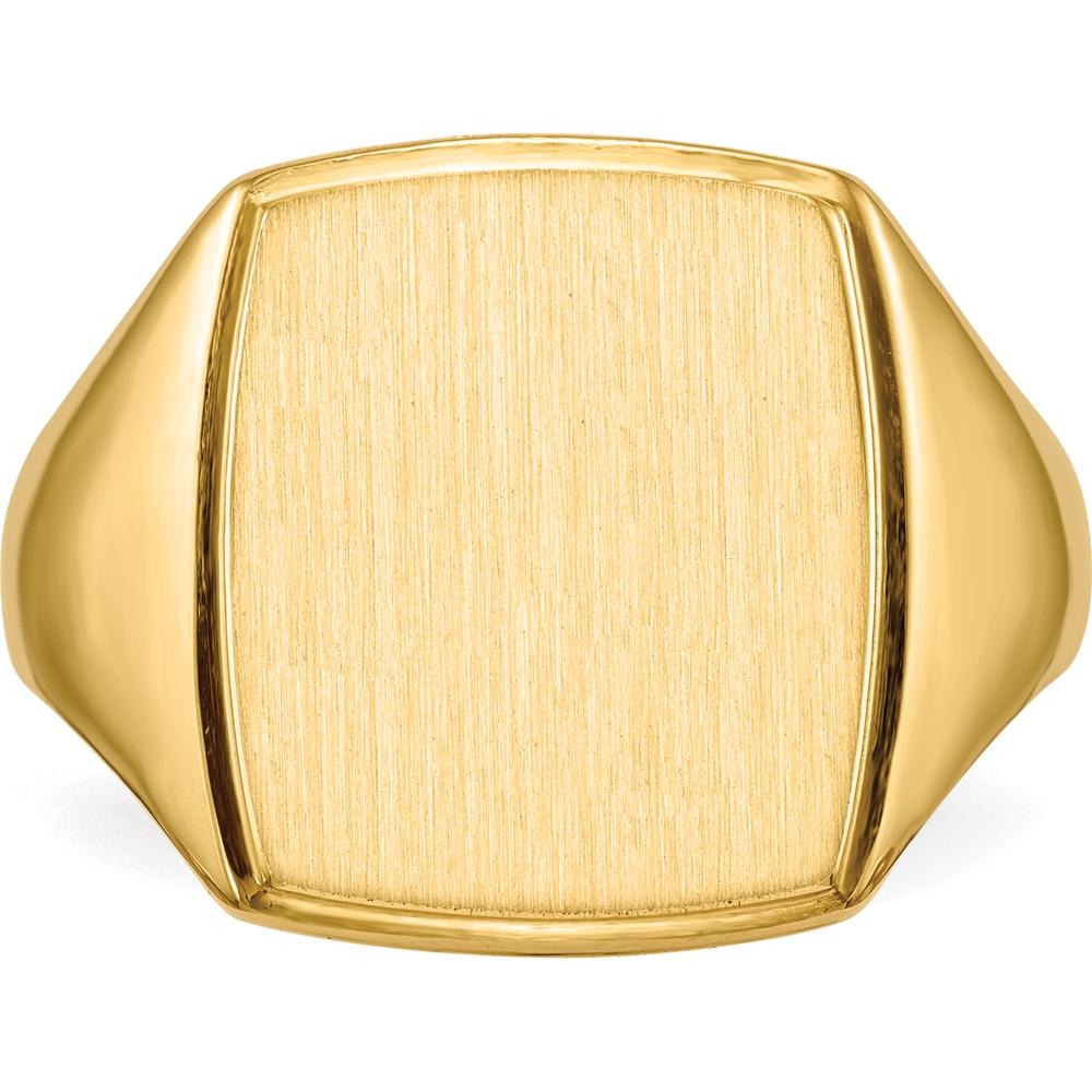 14K Yellow Gold Men's Signet Ring with Polished and Brushed Finish - Size 8-12 by 0
