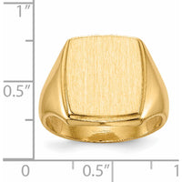 14K Yellow Gold Men's Signet Ring with Polished and Brushed Finish - Size 8-12 by 0