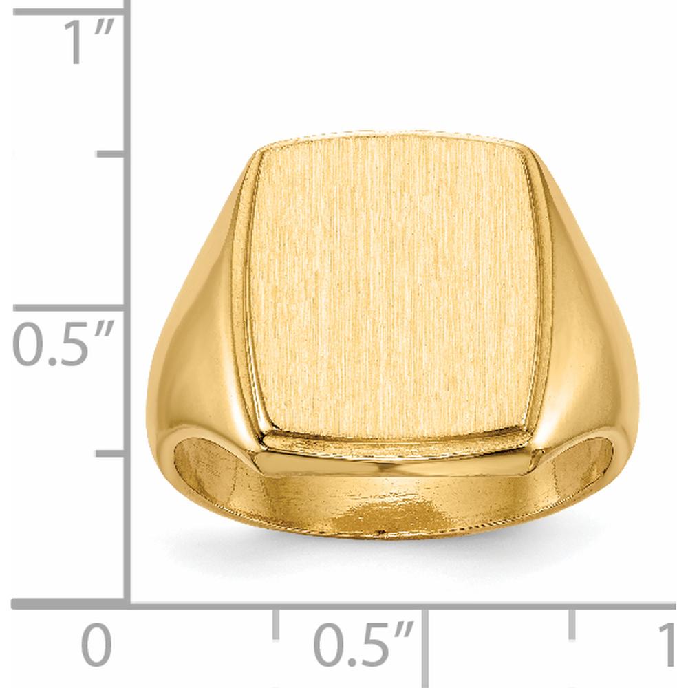 14K Yellow Gold Men's Signet Ring with Polished and Brushed Finish - Size 8-12 by 0