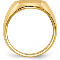 14K Yellow Gold Men's Signet Ring with Polished and Brushed Satin Finish - 16mm x 13.5mm by 0