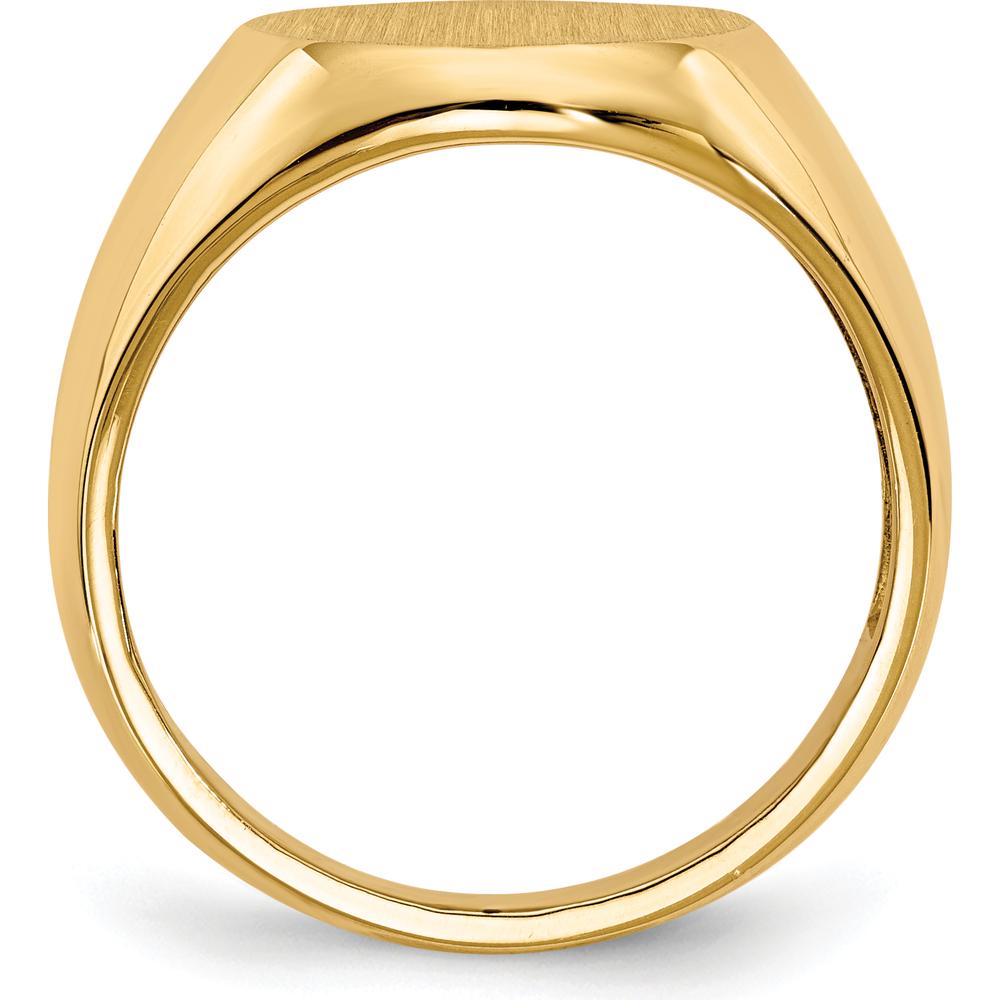 14K Yellow Gold Men's Signet Ring with Polished and Brushed Satin Finish - 16mm x 13.5mm by 0