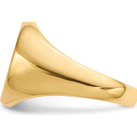 14K Yellow Gold Men's Signet Ring with Polished and Brushed Satin Finish - 16mm x 13.5mm by 0