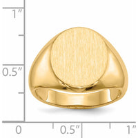 14K Yellow Gold Men's Signet Ring with Polished and Brushed Satin Finish - 16mm x 13.5mm by 0