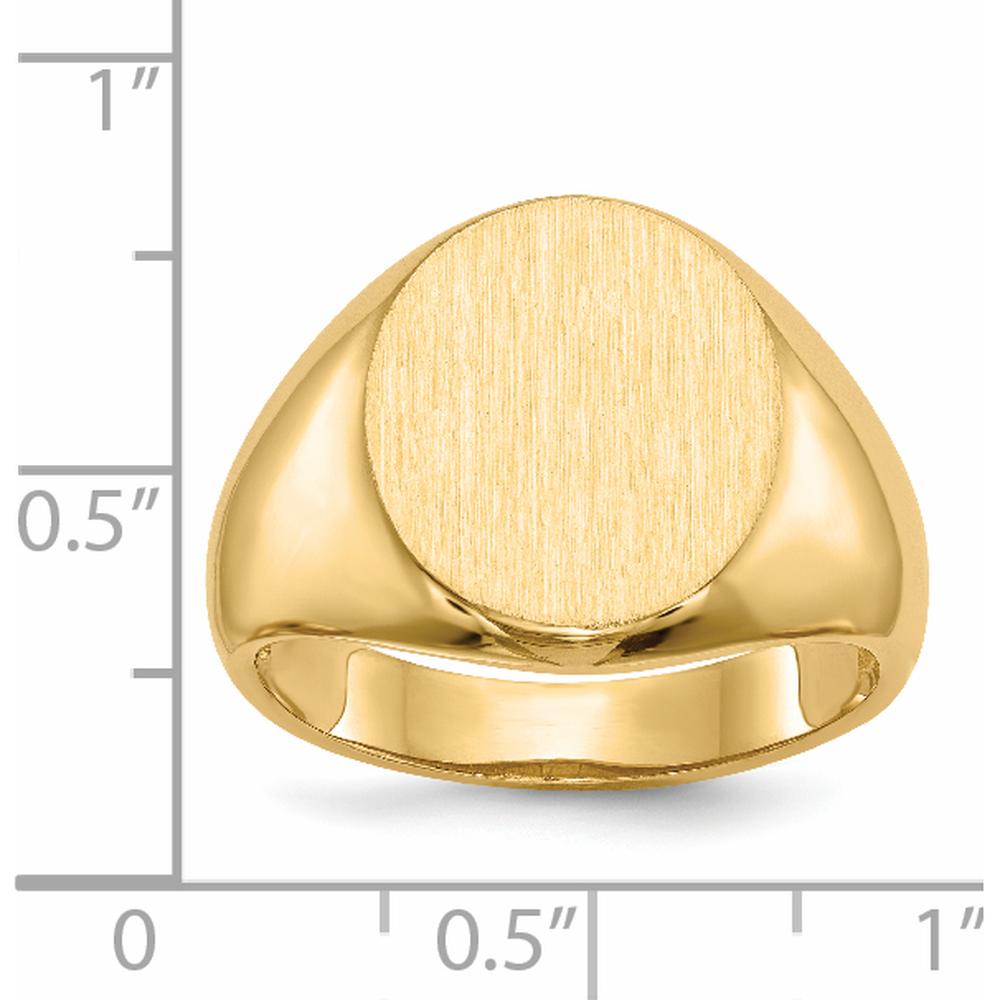 14K Yellow Gold Men's Signet Ring with Polished and Brushed Satin Finish - 16mm x 13.5mm by 0