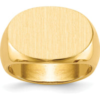14K Yellow Gold Men's Signet Ring with Polished and Brushed Satin Finish - 19x13mm by 0