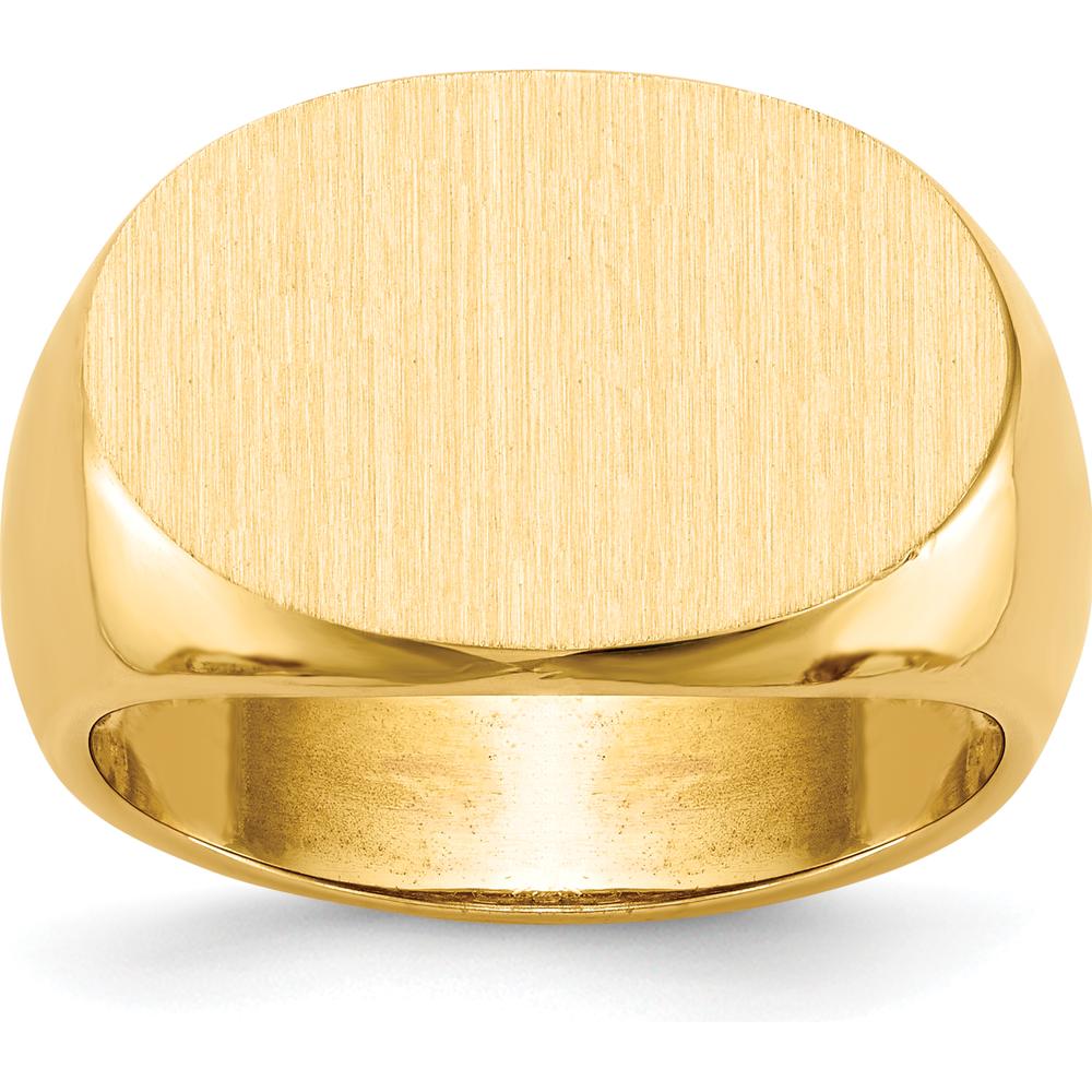 14K Yellow Gold Men's Signet Ring with Polished and Brushed Satin Finish - 19x13mm by 0