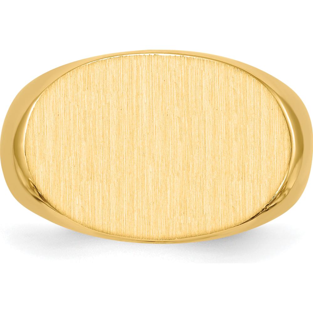14K Yellow Gold Men's Signet Ring with Polished and Brushed Satin Finish - 19x13mm by 0