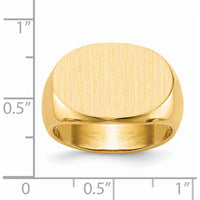14K Yellow Gold Men's Signet Ring with Polished and Brushed Satin Finish - 19x13mm by 0