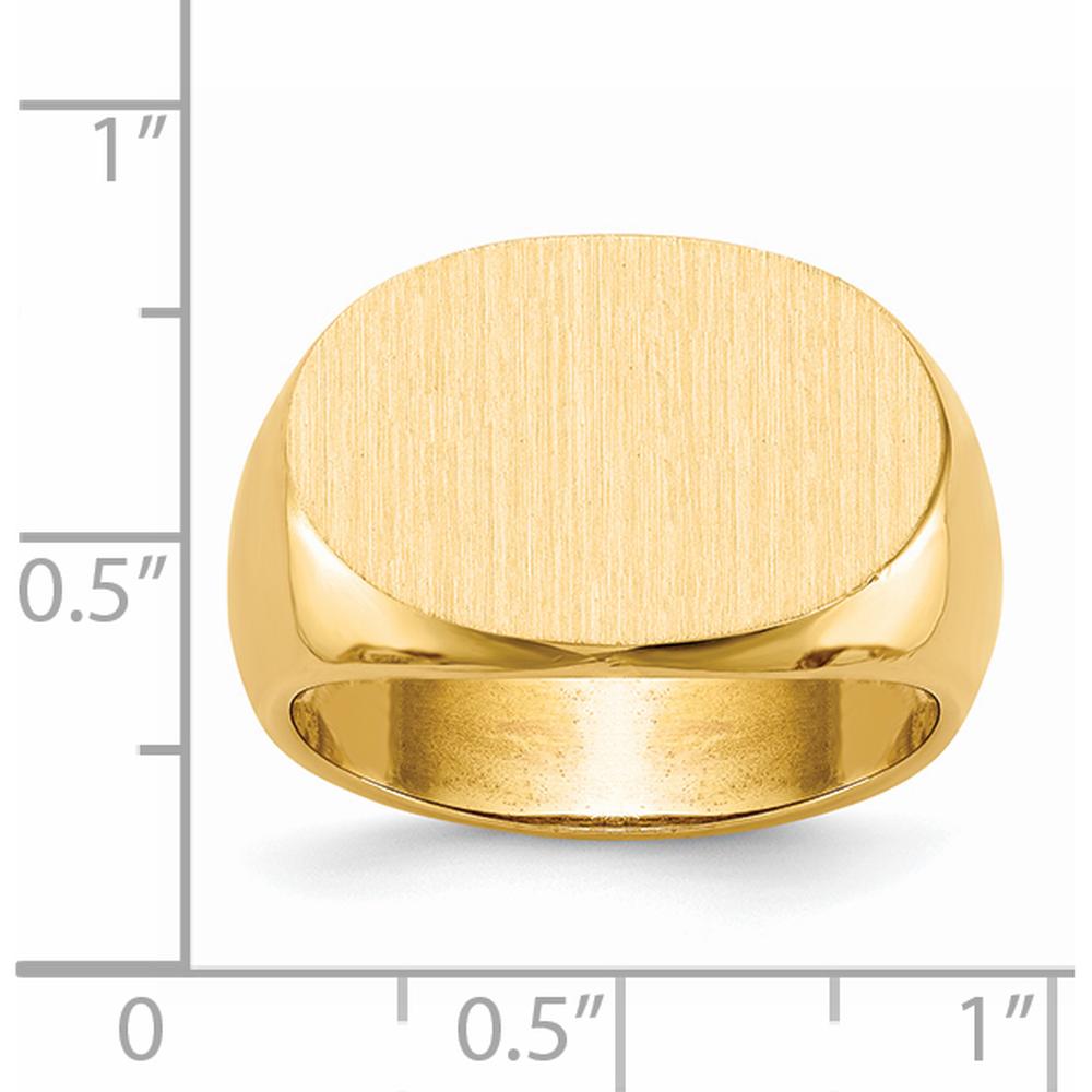 14K Yellow Gold Men's Signet Ring with Polished and Brushed Satin Finish - 19x13mm by 0