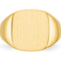14K Yellow Gold Men's Signet Ring with Polished and Brushed Satin Finish - Engravable, 13.5x15mm by 0