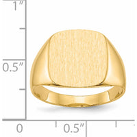 14K Yellow Gold Men's Signet Ring with Polished and Brushed Satin Finish - Engravable, 13.5x15mm by 0