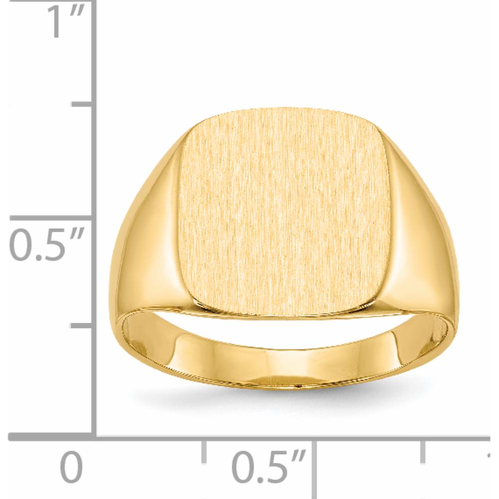 14K Yellow Gold Men's Signet Ring with Polished and Brushed Satin Finish - Engravable, 13.5x15mm by 0