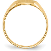 14K Yellow Gold Men's Signet Ring with Polished and Satin Brushed Finish - Engravable, 13mm by 11.5mm Top by 0