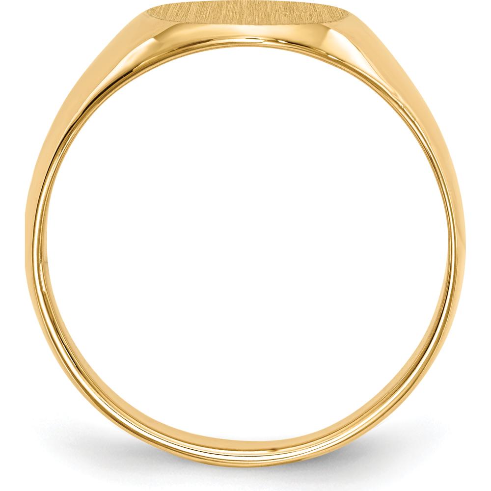 14K Yellow Gold Men's Signet Ring with Polished and Satin Brushed Finish - Engravable, 13mm by 11.5mm Top by 0
