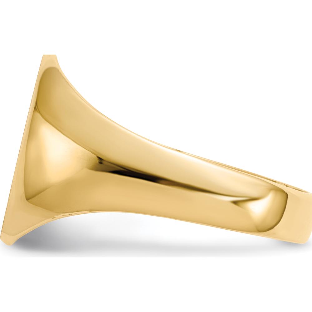 14K Yellow Gold Men's Signet Ring with Polished and Satin Brushed Finish - Engravable, 13mm by 11.5mm Top by 0