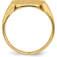 14K Yellow Gold Men's Signet Ring with Polished and Satin Finish - 13mm x 14mm Top by 0