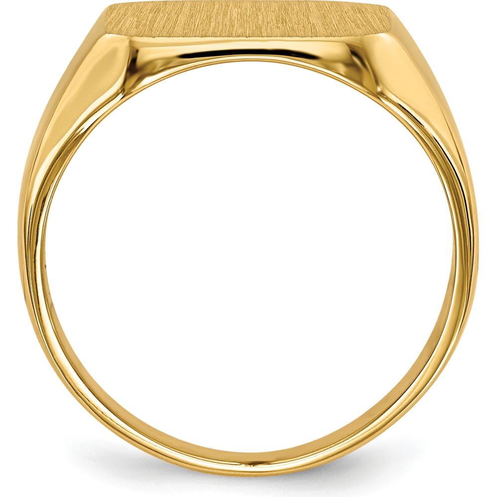 14K Yellow Gold Men's Signet Ring with Polished and Satin Finish - 13mm x 14mm Top by 0