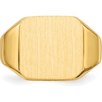 14K Yellow Gold Men's Signet Ring with Polished and Satin Finish - 13mm x 14mm Top by 0
