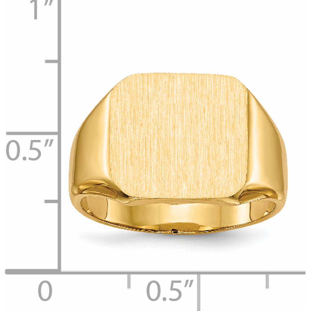 14K Yellow Gold Men's Signet Ring with Polished and Satin Finish - 13mm x 14mm Top by 0