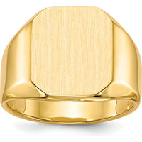 14K Yellow Gold Men's Signet Ring with Polished and Satin Finish - Engravable and Customizable by 0