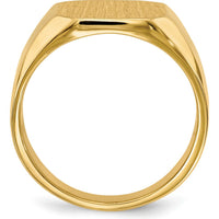14K Yellow Gold Men's Signet Ring with Polished and Satin Finish - Engravable and Customizable by 0