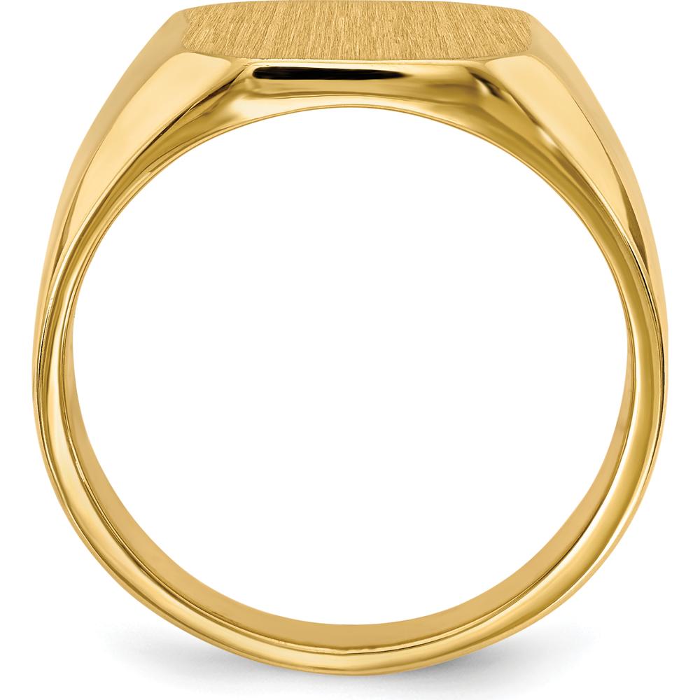 14K Yellow Gold Men's Signet Ring with Polished and Satin Finish - Engravable and Customizable by 0