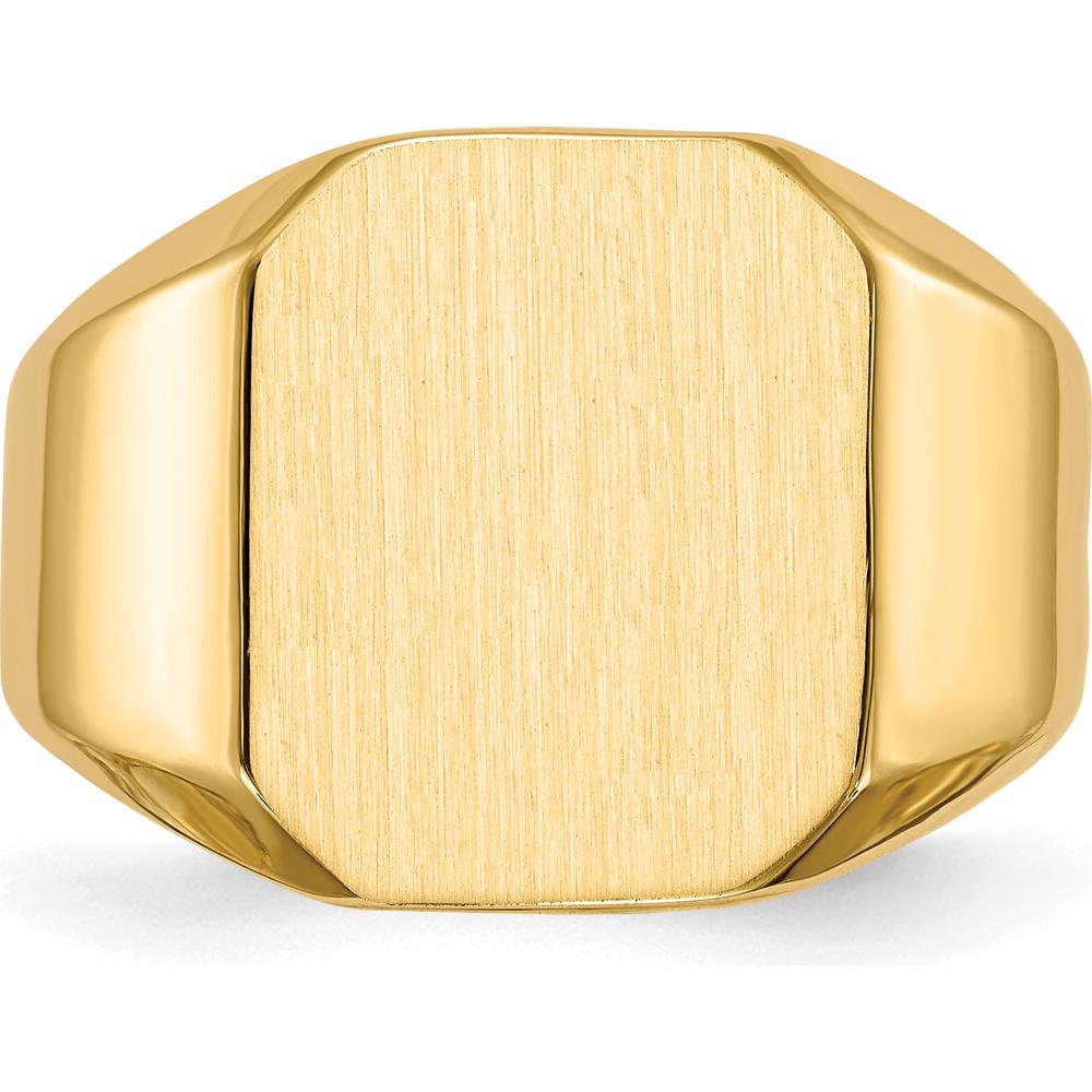 14K Yellow Gold Men's Signet Ring with Polished and Satin Finish - Engravable and Customizable by 0