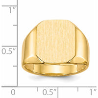 14K Yellow Gold Men's Signet Ring with Polished and Satin Finish - Engravable and Customizable by 0