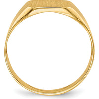 14K Yellow Gold Men's Signet Ring with Polished & Satin Finish - Engravable and Sizeable by 0
