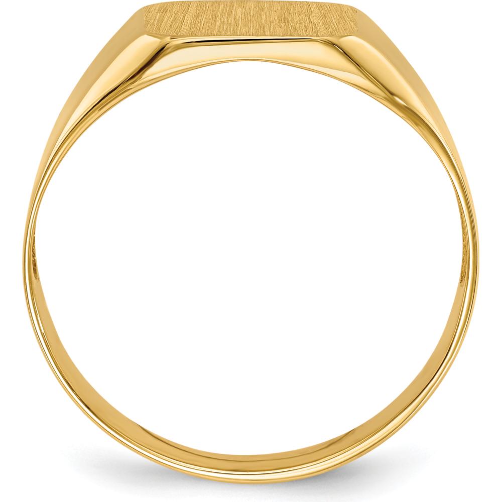 14K Yellow Gold Men's Signet Ring with Polished & Satin Finish - Engravable and Sizeable by 0