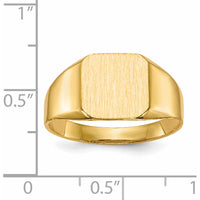 14K Yellow Gold Men's Signet Ring with Polished & Satin Finish - Engravable and Sizeable by 0