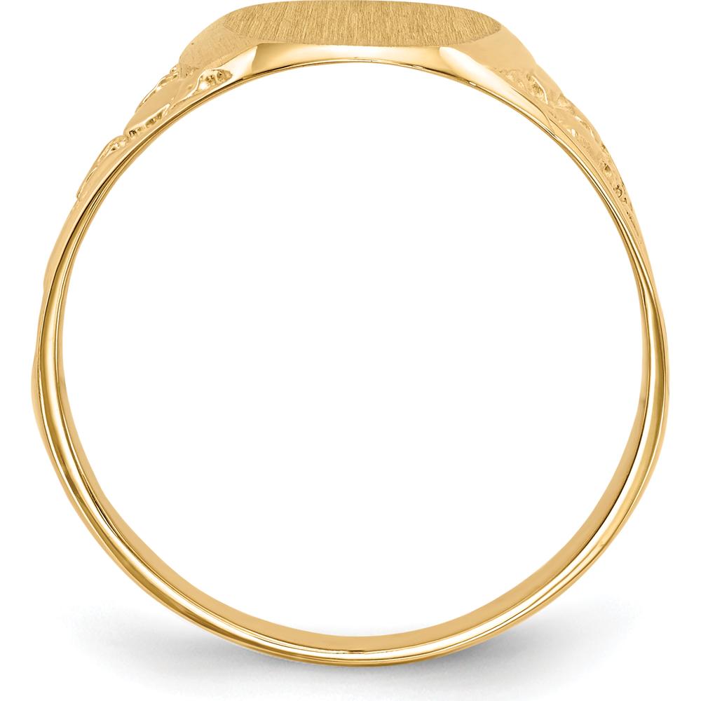 14K Yellow Gold Men's Signet Ring with Polished and Satin Finish - Engravable, Resizable - 14mm Top Width by 0