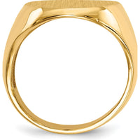 14K Yellow Gold Men's Signet Ring with Satin and Brushed Finish - 16.5mm x 20mm Top by 0