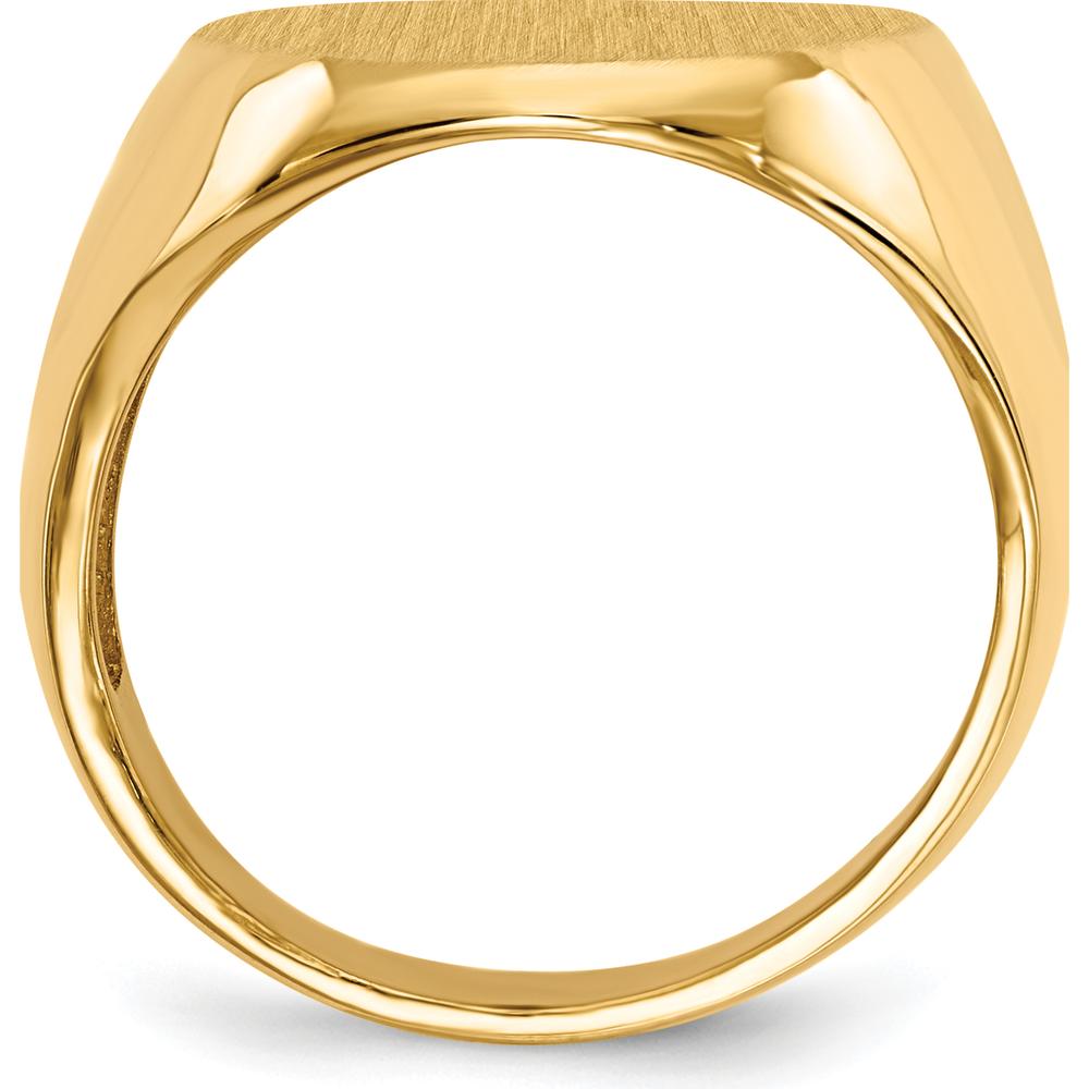 14K Yellow Gold Men's Signet Ring with Satin and Brushed Finish - 16.5mm x 20mm Top by 0