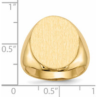 14K Yellow Gold Men's Signet Ring with Satin and Brushed Finish - 16.5mm x 20mm Top by 0