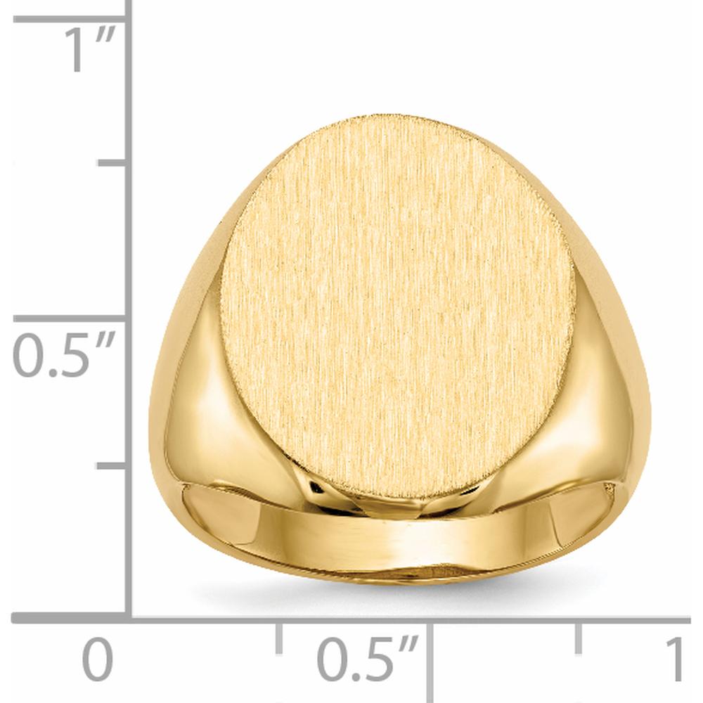 14K Yellow Gold Men's Signet Ring with Satin and Brushed Finish - 16.5mm x 20mm Top by 0