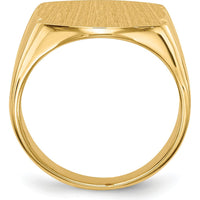 14K Yellow Gold Men's Signet Ring with Satin and Polished Finish - 16.5mm x 15.0mm by 0