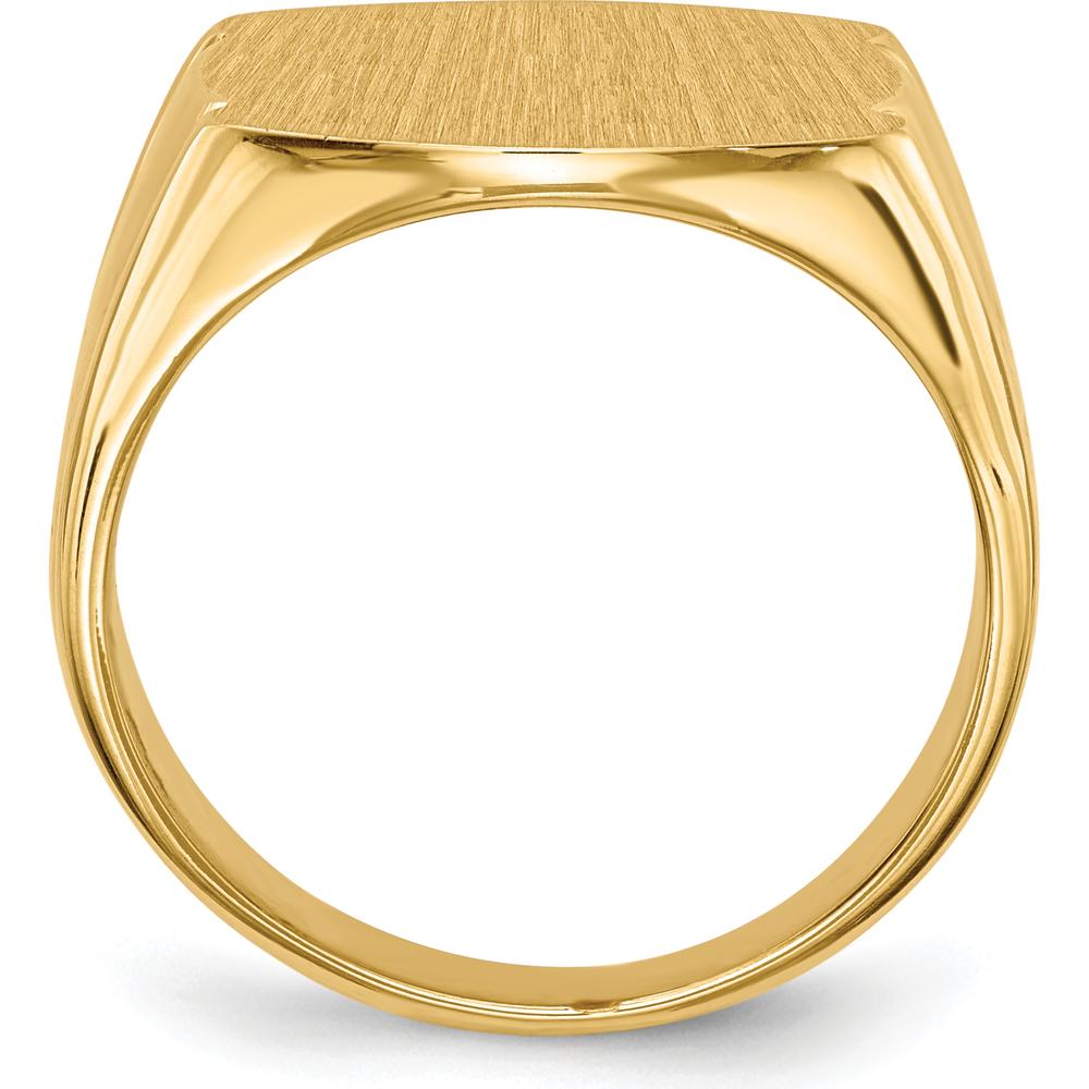 14K Yellow Gold Men's Signet Ring with Satin and Polished Finish - 16.5mm x 15.0mm by 0
