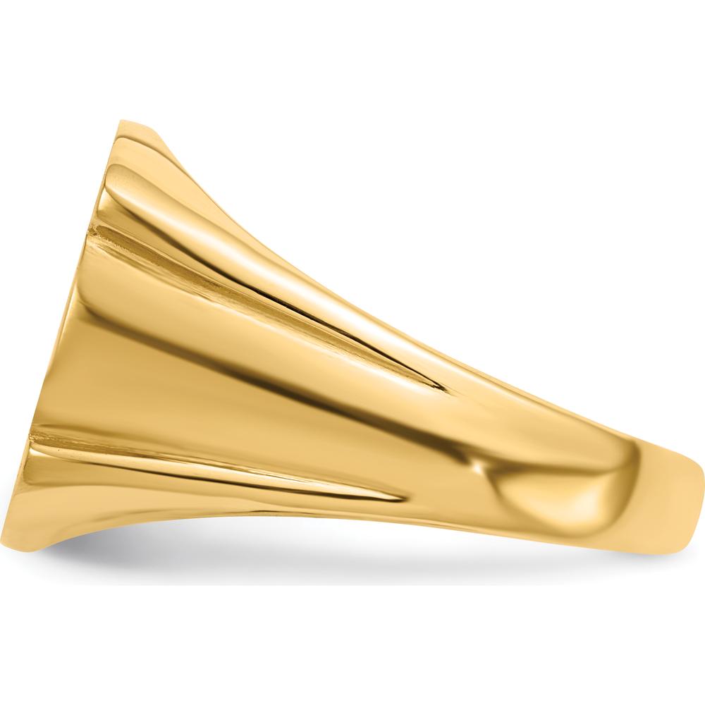 14K Yellow Gold Men's Signet Ring with Satin and Polished Finish - 16.5mm x 15.0mm by 0