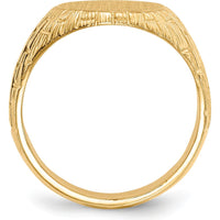 14K Yellow Gold Men's Signet Ring with Satin and Polished Finish - Customizable Engraving, 15mm Top Width by 0