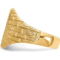 14K Yellow Gold Men's Signet Ring with Satin and Polished Finish - Customizable Engraving, 15mm Top Width by 0