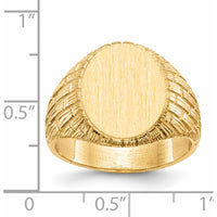 14K Yellow Gold Men's Signet Ring with Satin and Polished Finish - Customizable Engraving, 15mm Top Width by 0