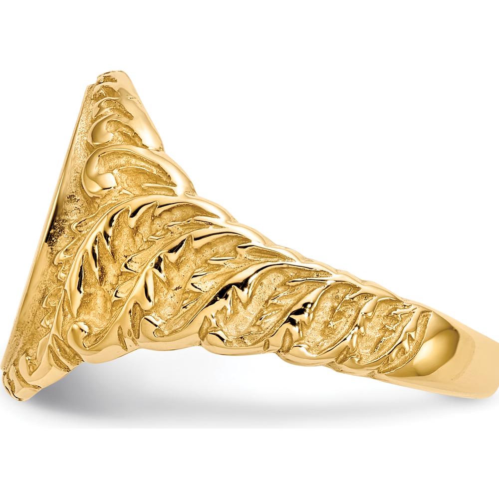 14K Yellow Gold Men's Signet Ring with Satin and Polished Finish - Engravable, 10.5x13.0mm by 0