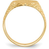 14K Yellow Gold Men's Signet Ring with Satin and Polished Finish - Engravable 13x17mm Top by 0