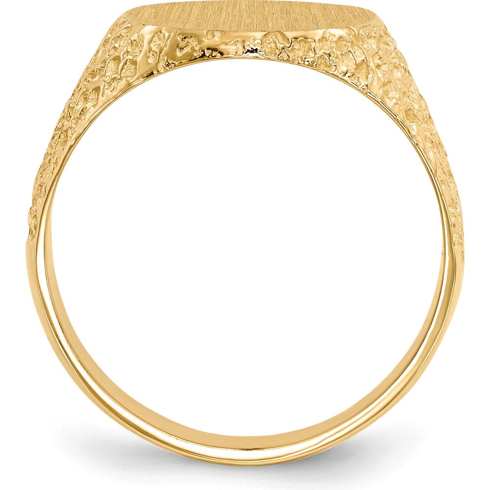 14K Yellow Gold Men's Signet Ring with Satin and Polished Finish - Engravable 13x17mm Top by 0