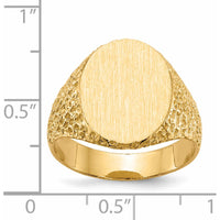 14K Yellow Gold Men's Signet Ring with Satin and Polished Finish - Engravable 13x17mm Top by 0